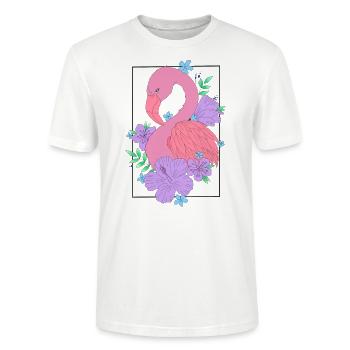 Flamingo Flower Flower - T-shirt bio CRAFTER Stanley Stella Unisexe - blanc - Devant - Alina (178cm) & Michal (187cm)