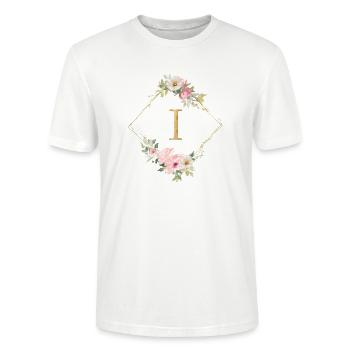 Customizable Monogram I Pastel Floral - Stanley/Stella CRAFTER Unisex Organic T-Shirt - white - Front - Alina (178cm) & Michal (187cm)