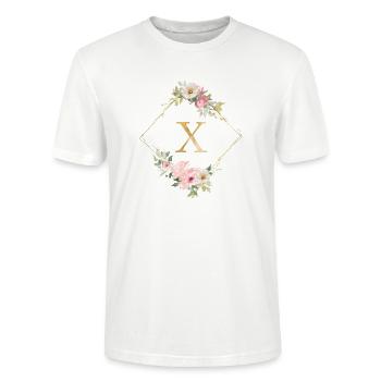 Customizable Monogram X Pastel Floral - Stanley/Stella CRAFTER Unisex Organic T-Shirt - white - Front - Alina (178cm) & Michal (187cm)