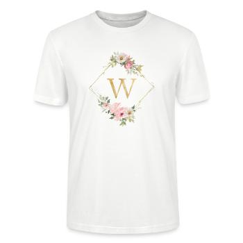 Customizable Monogram W Pastel Floral - Stanley/Stella CRAFTER Unisex Organic T-Shirt - white - Front - Alina (178cm) & Michal (187cm)