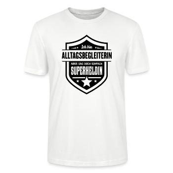 Super Alltagsbegleiterin - Stanley/Stella Unisex Bio-T-Shirt CRAFTER - Weiß - Vorne - Alina (178cm) & Michal (187cm)