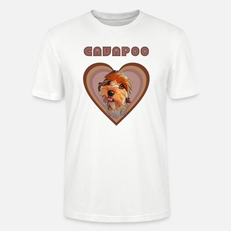 Cavapoo-Herz (Herbst) - Stanley/Stella Unisex Bio-T-Shirt CRAFTER - Weiß