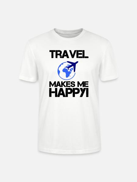travel happy - Stanley/Stella CRAFTER Unisex Organic T-Shirt - white