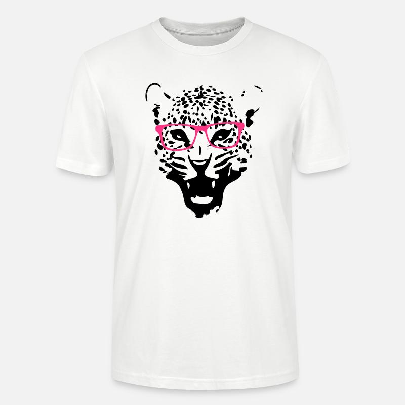 Leopard Nerd Brille 2c - Stanley/Stella Unisex Bio-T-Shirt CRAFTER - Weiß