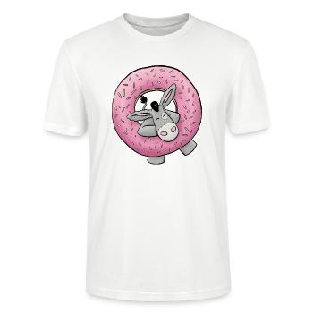 Cuddly donkey with donut - Stanley/Stella CRAFTER Unisex Organic T-Shirt - white - Front - Alina (178cm) & Michal (187cm)