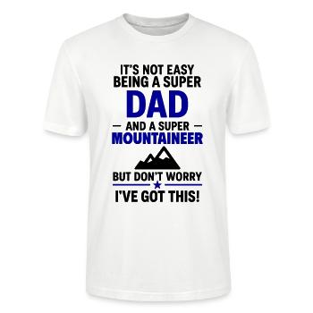 Heart + Mountaineering – Super Papa Mountaineer - Stanley/Stella CRAFTER Unisex Organic T-Shirt - white - Front - Alina (178cm) & Michal (187cm)