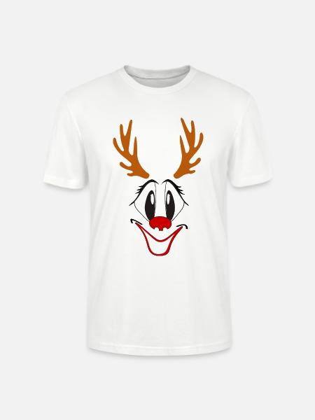 Rentier mit roter Nase Karikatur - Stanley/Stella Unisex Bio-T-Shirt CRAFTER - Weiß