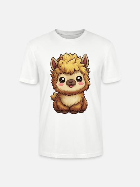 Kuschelige Alpaka-Karikatur - Stanley/Stella Unisex Bio-T-Shirt CRAFTER - Weiß