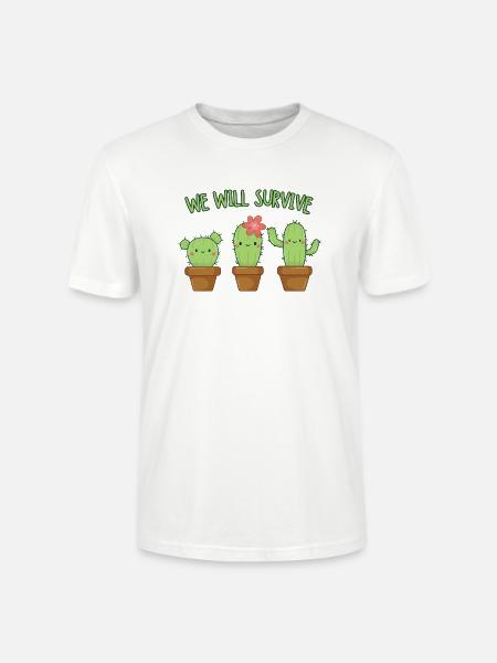 We Will Survive: Süße Kakteen Illustration - Stanley/Stella Unisex Bio-T-Shirt CRAFTER - Weiß