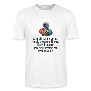 T-shirts Stoïcisme : L'inspiration à portée de soi - T-shirt bio CRAFTER Stanley Stella Unisexe - blanc - Devant - Alina (178cm) & Michal (187cm)