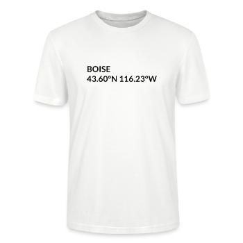 Coordonnées de Boise, Idaho, États-Unis - T-shirt bio CRAFTER Stanley Stella Unisexe - blanc - Devant - Alina (178cm) & Michal (187cm)