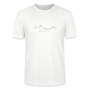 Prag Skyline im Online Pen Illustration Stil - Stanley/Stella Unisex Bio-T-Shirt CRAFTER - Weiß - Vorne - Alina (178cm) & Michal (187cm)