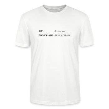 Coordonnées Greensboro, Caroline du Nord, États-Unis - T-shirt bio CRAFTER Stanley Stella Unisexe - blanc - Devant - Alina (178cm) & Michal (187cm)