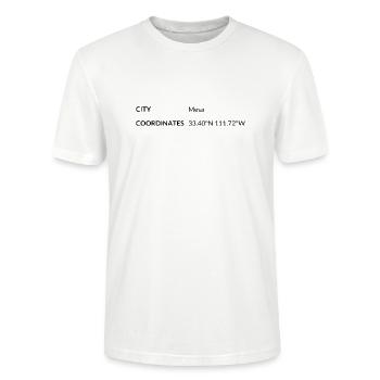 Mesa, Arizona, USA coordinates - Stanley/Stella CRAFTER Unisex Organic T-Shirt - white - Front - Alina (178cm) & Michal (187cm)