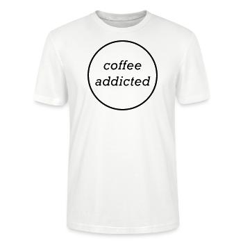 coffee addicted | kaffeesüchtig | Kaffeeliebhaber - Stanley/Stella Unisex Bio-T-Shirt CRAFTER - Weiß - Vorne - Alina (178cm) & Michal (187cm)