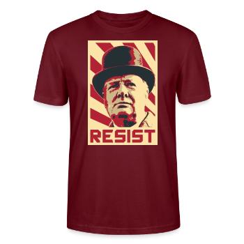 Winston Churchill Rétro propagande - T-shirt bio CRAFTER Stanley Stella Unisexe - bordeaux - Devant - Alina (178cm) & Michal (187cm)