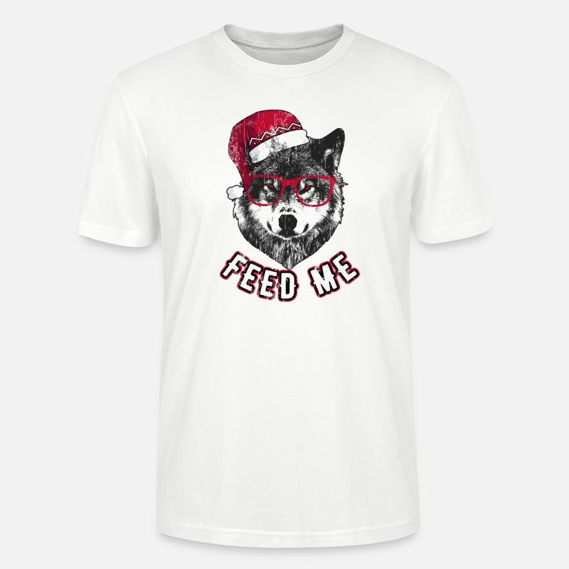 Feed Me – Grumpy Christmas Wolf - Stanley/Stella Unisex Bio-T-Shirt CRAFTER - Weiß