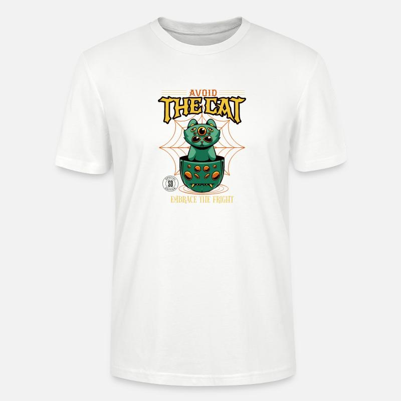 Chat et araignée d’Halloween - T-shirt bio CRAFTER Stanley Stella Unisexe - blanc