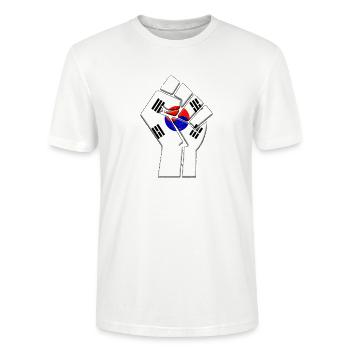 Corée du Sud Drapeau Coréen Pays Pride Natif - T-shirt bio CRAFTER Stanley Stella Unisexe - blanc - Devant - Alina (178cm) & Michal (187cm)