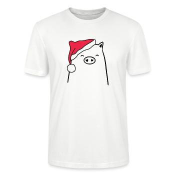Schwein Weihnachtsmütze Weihnachten Süß Xmax - Stanley/Stella Unisex Bio-T-Shirt CRAFTER - Weiß - Vorne - Alina (178cm) & Michal (187cm)