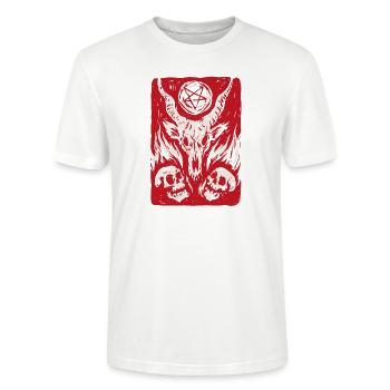 Retro Baphomet Satanic Satan Goat Devil Occult - Stanley/Stella Unisex Bio-T-Shirt CRAFTER - Weiß - Vorne - Alina (178cm) & Michal (187cm)