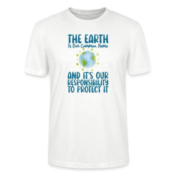 La Terre est ensemble Accueil Soutenez Jour de la Terre - T-shirt bio CRAFTER Stanley Stella Unisexe - blanc - Devant - Alina (178cm) & Michal (187cm)
