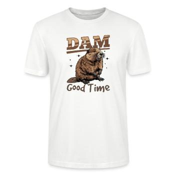Funny Beaver Animal Dam good time - Stanley/Stella Unisex Bio-T-Shirt CRAFTER - Weiß - Vorne - Alina (178cm) & Michal (187cm)