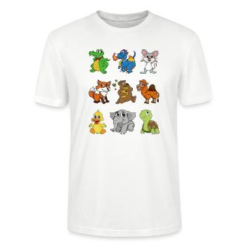 Krokodil Drache Maus Kamel Fuchs Bär Ente Elefant - Stanley/Stella Unisex Bio-T-Shirt CRAFTER - Weiß - Vorne - Alina (178cm) & Michal (187cm)