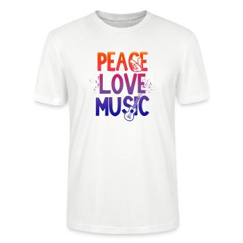 Peace love and music, Reggae, Musik, Frieden - Stanley/Stella Unisex Bio-T-Shirt CRAFTER - Weiß - Vorne - Alina (178cm) & Michal (187cm)