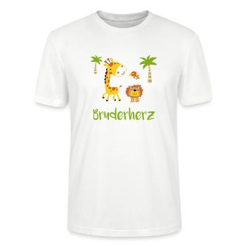 Kleiner Bruder Großer Grosser Bruder Bruderherz - Stanley/Stella Unisex Bio-T-Shirt CRAFTER - Weiß - Vorne - Alina (178cm) & Michal (187cm)