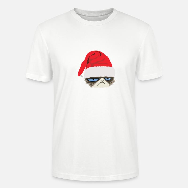 Grumpy Cat mit Weihnachtsmütze - Stanley/Stella Unisex Bio-T-Shirt CRAFTER - Weiß