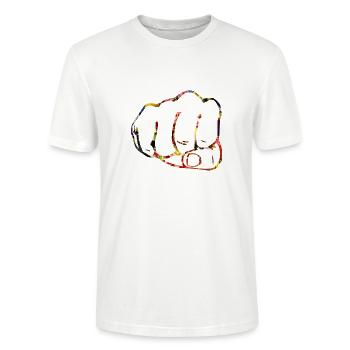 fist colorful edge subtle flowers fight art grunge - Stanley/Stella CRAFTER Unisex Organic T-Shirt - white - Front - Alina (178cm) & Michal (187cm)