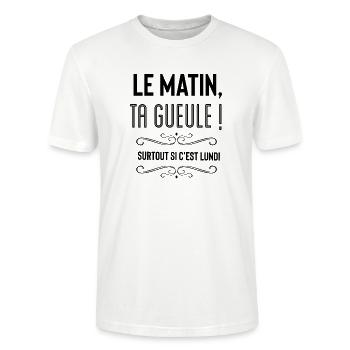 Le matin ta gueule - T-shirt bio CRAFTER Stanley Stella Unisexe - blanc - Devant - Alina (178cm) & Michal (187cm)