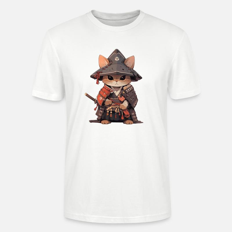 Chat d’Asie Samouraï japonais Samouraï - T-shirt bio CRAFTER Stanley Stella Unisexe - blanc