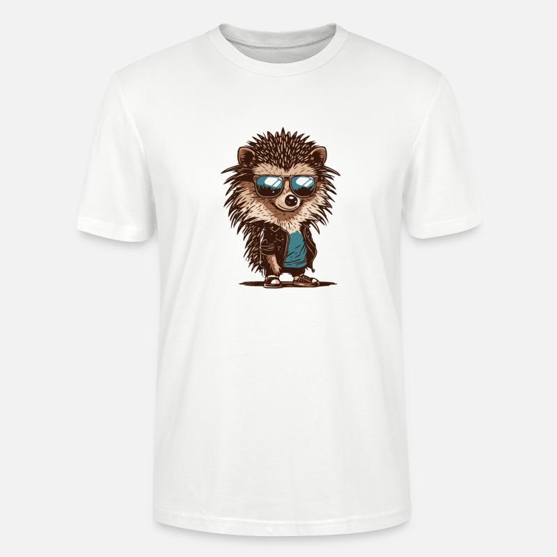 Cooler Igel mit Sonnenbrille - Stanley/Stella Unisex Bio-T-Shirt CRAFTER - Weiß