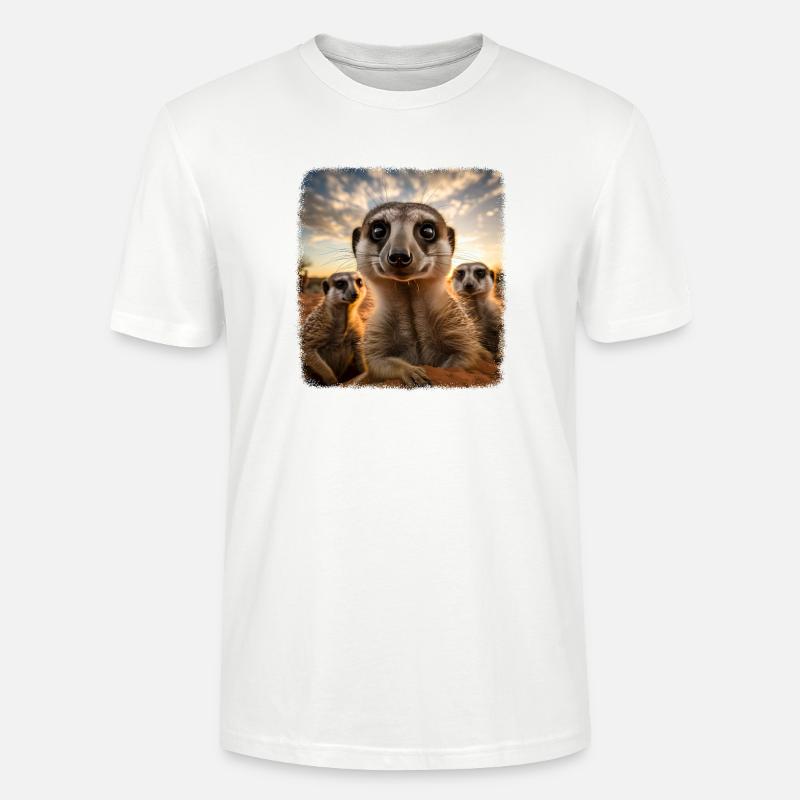 Meerkat realistic Erdmännchen - Stanley/Stella Unisex Bio-T-Shirt CRAFTER - Weiß