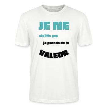 Men's, Women's, Humorous, Humorous T-Shirt Gift - Stanley/Stella CRAFTER Unisex Organic T-Shirt - white - Front - Alina (178cm) & Michal (187cm)