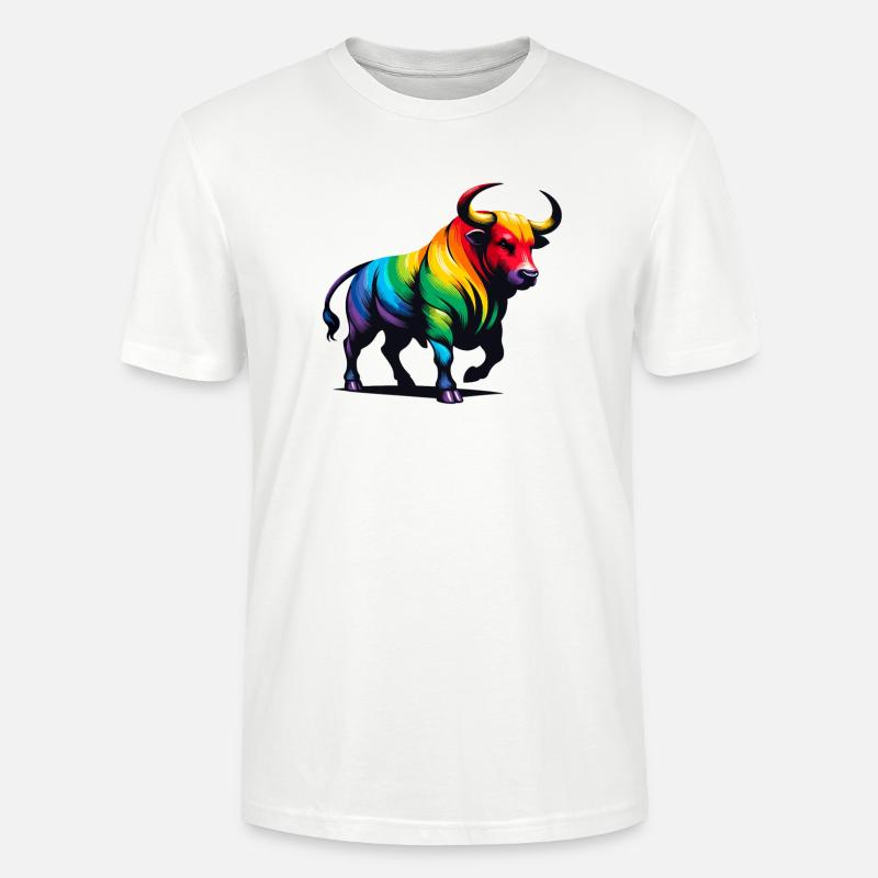 Stier Sternzeichen Sternzeichen Lebendiges Regenbogen-Design - Stanley/Stella Unisex Bio-T-Shirt CRAFTER - Weiß