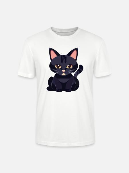 black cat with yellow eyes - Stanley/Stella CRAFTER Unisex Organic T-Shirt - white