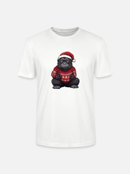 Gorilla Christmas Comic - Stanley/Stella CRAFTER Unisex Organic T-Shirt - white