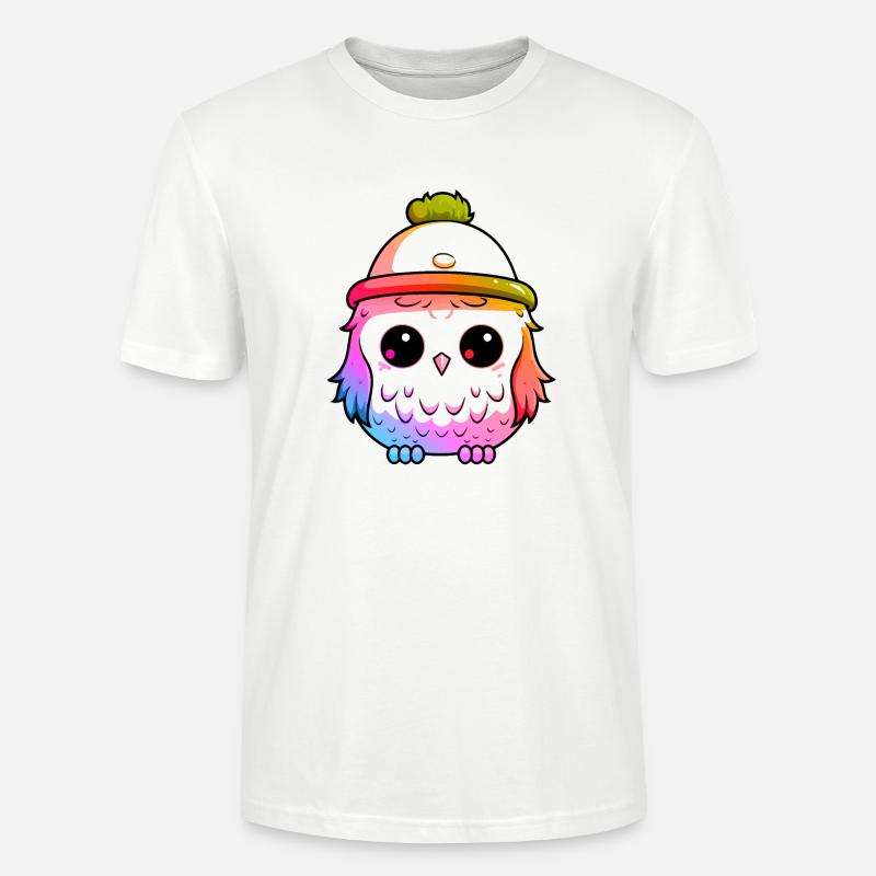 Eule Winter Tier Bunt Comic - Stanley/Stella Unisex Bio-T-Shirt CRAFTER - Weiß