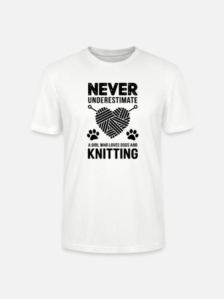 Stricken Spruch Hunde Lustiges Stricken Geschenk - Stanley/Stella Unisex Bio-T-Shirt CRAFTER - Weiß