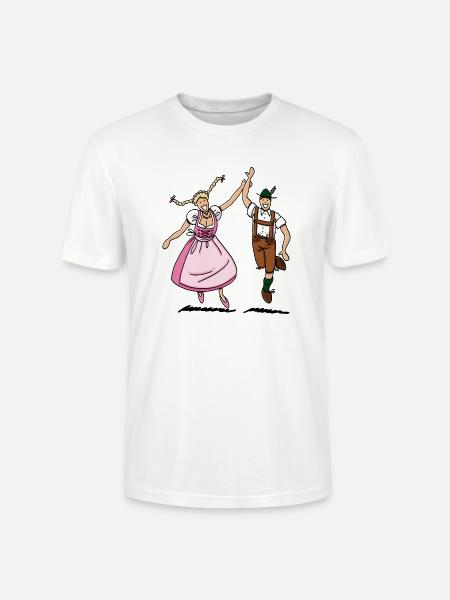 pair in Dirndl and Lederhosen - Stanley/Stella CRAFTER Unisex Organic T-Shirt - white