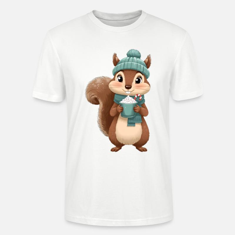 Winterliches Eichhörnchen mit Heißgetränk - Stanley/Stella Unisex Bio-T-Shirt CRAFTER - Weiß