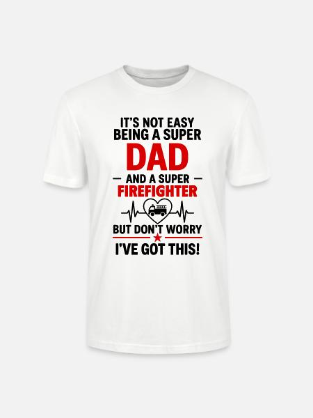 Heart + Fire Brigade – Super Dad Firefighter - Stanley/Stella CRAFTER Unisex Organic T-Shirt - white