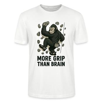 More Grip Than Brain – Gorilla beim Bouldern - Stanley/Stella Unisex Bio-T-Shirt CRAFTER - Weiß - Vorne - Alina (178cm) & Michal (187cm)