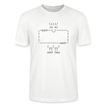 ascii art: troll + your text - T-shirt bio CRAFTER Stanley Stella Unisexe - blanc - Devant - Alina (178cm) & Michal (187cm)