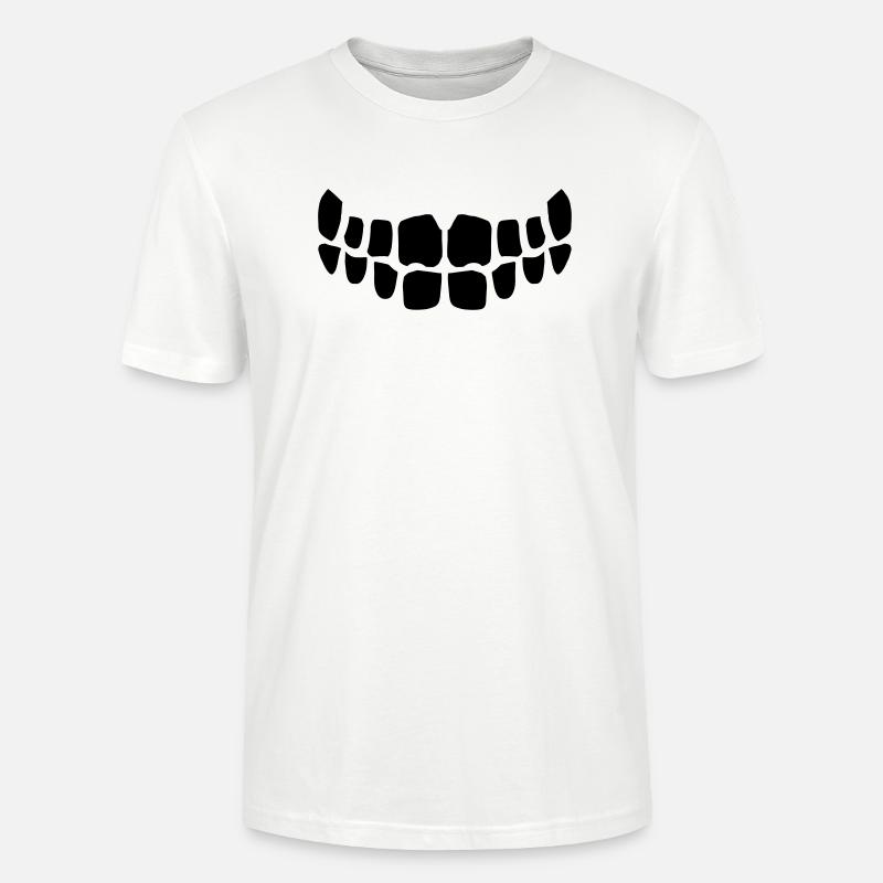 Grinning Evil Horror Mouth Smile Comic Teeth - Stanley/Stella CRAFTER Unisex Organic T-Shirt - white