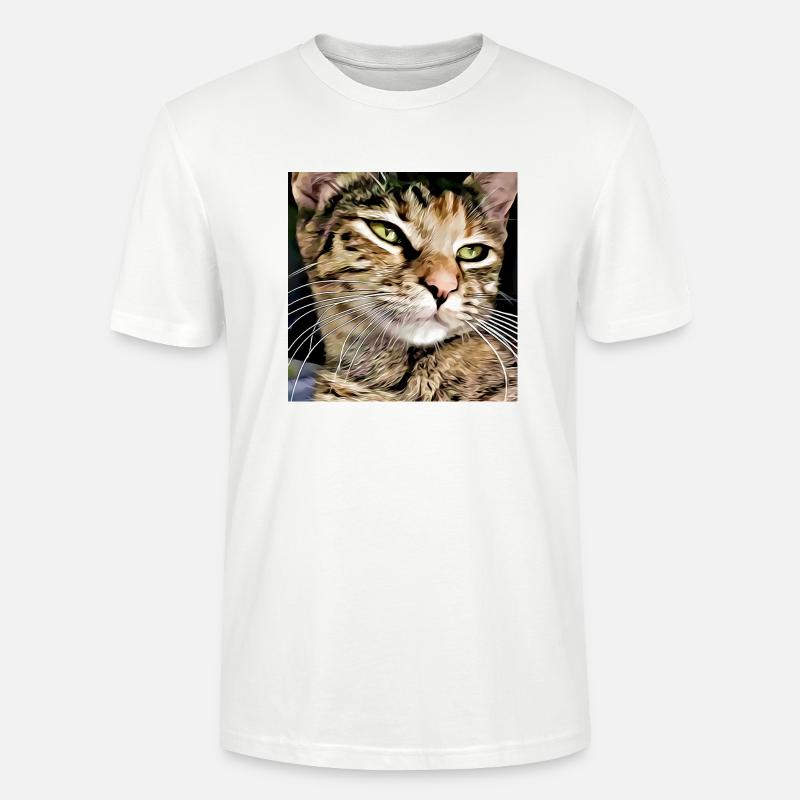 Portrait de chat tabby - T-shirt bio CRAFTER Stanley Stella Unisexe - blanc