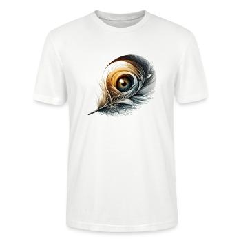 Elegantes Federauge - Stanley/Stella Unisex Bio-T-Shirt CRAFTER - Weiß - Vorne - Alina (178cm) & Michal (187cm)